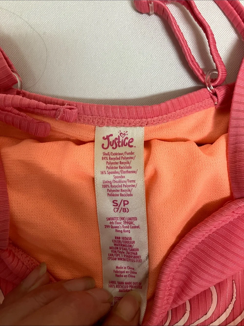 Justice Pink One-Piece Swimsuit with Orange Accent